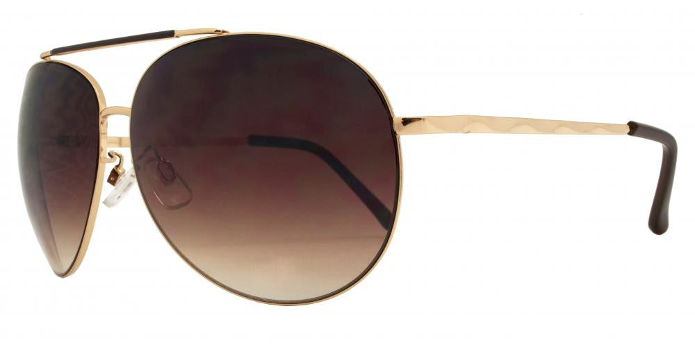 Wholesale - FC 6009 - Oval Shaped Metal Sunglasses with Brow Bar - Dynasol Eyewear