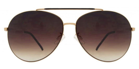 Wholesale - FC 6009 - Oval Shaped Metal Sunglasses with Brow Bar - Dynasol Eyewear