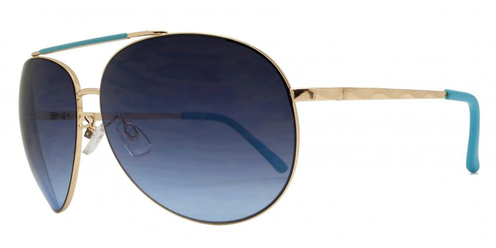 Wholesale - FC 6009 - Oval Shaped Metal Sunglasses with Brow Bar - Dynasol Eyewear