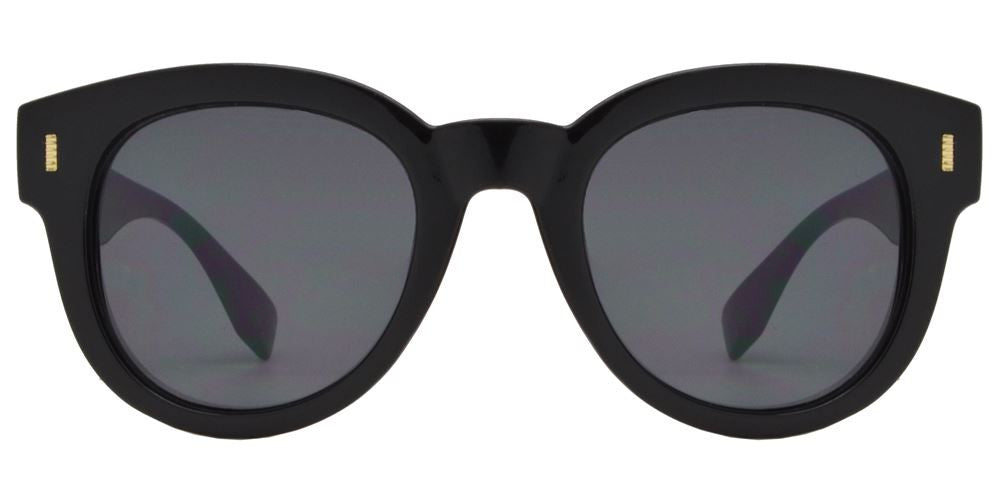 Wholesale - FC 6174 - Retro Round Horn Rimmed Stud Temple Plastic Sunglasses - Dynasol Eyewear