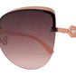 Wholesale - FC 6204 - Modern Rimless Cat Eye Rhinestone Accent Women Metal Sunglasses - Dynasol Eyewear