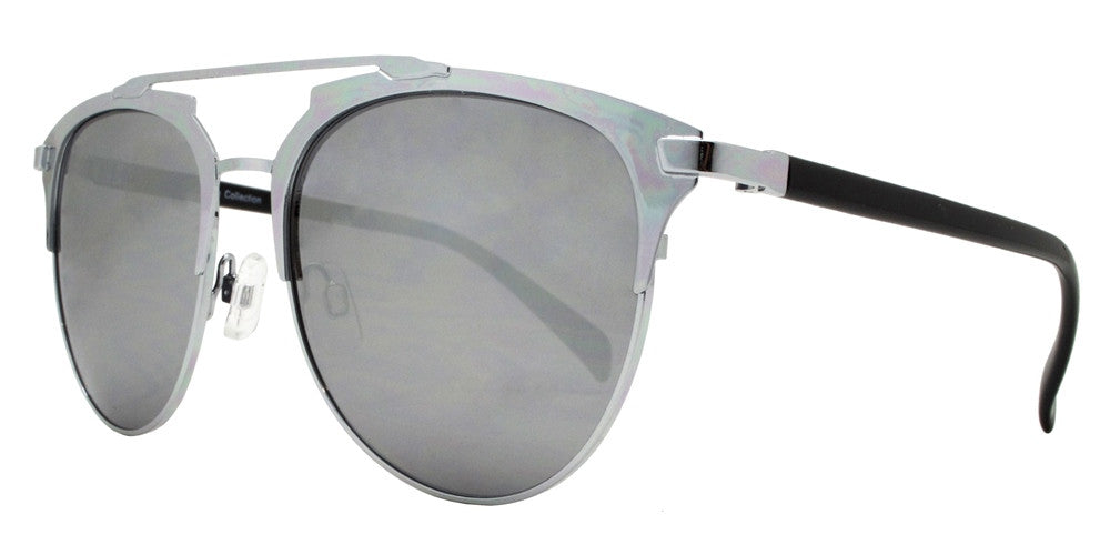 Wholesale - FC 6219 RVC - Color Mirror Brow Bar Retro Oval Metal Sunglasses - Dynasol Eyewear