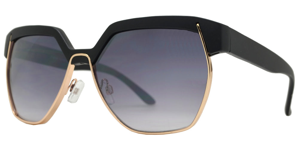 Wholesale - FC 6252 - Retro hexagon Half Rimmed Plastic Sunglasses - Dynasol Eyewear