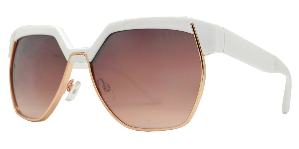 Wholesale - FC 6252 - Retro hexagon Half Rimmed Plastic Sunglasses - Dynasol Eyewear