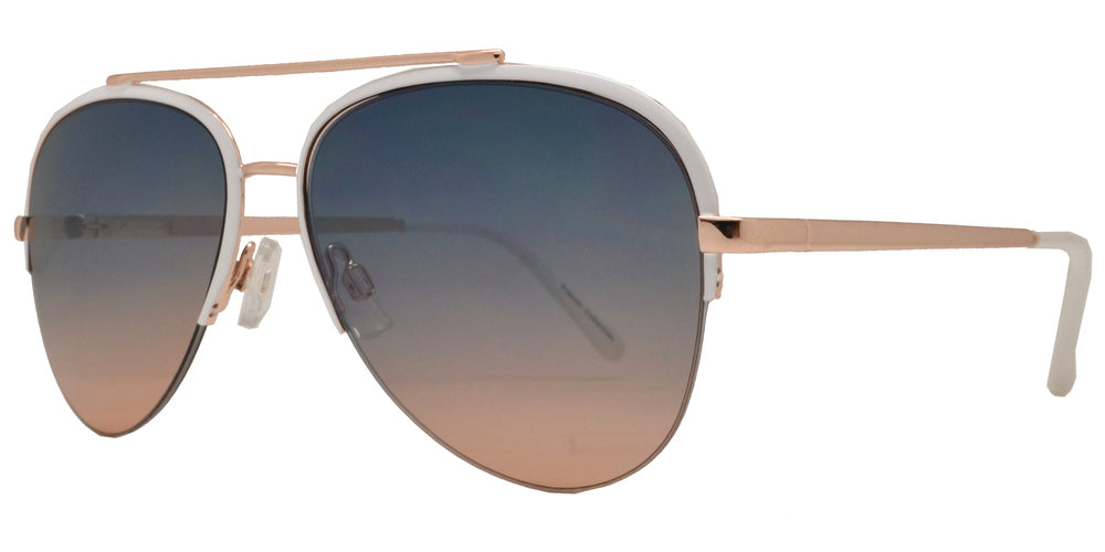 Wholesale - FC 6381 - Half Rimmed Brow Bar Aviator Metal Sunglasses - Dynasol Eyewear
