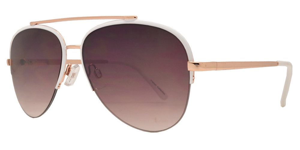 Wholesale - FC 6381 - Half Rimmed Brow Bar Aviator Metal Sunglasses - Dynasol Eyewear