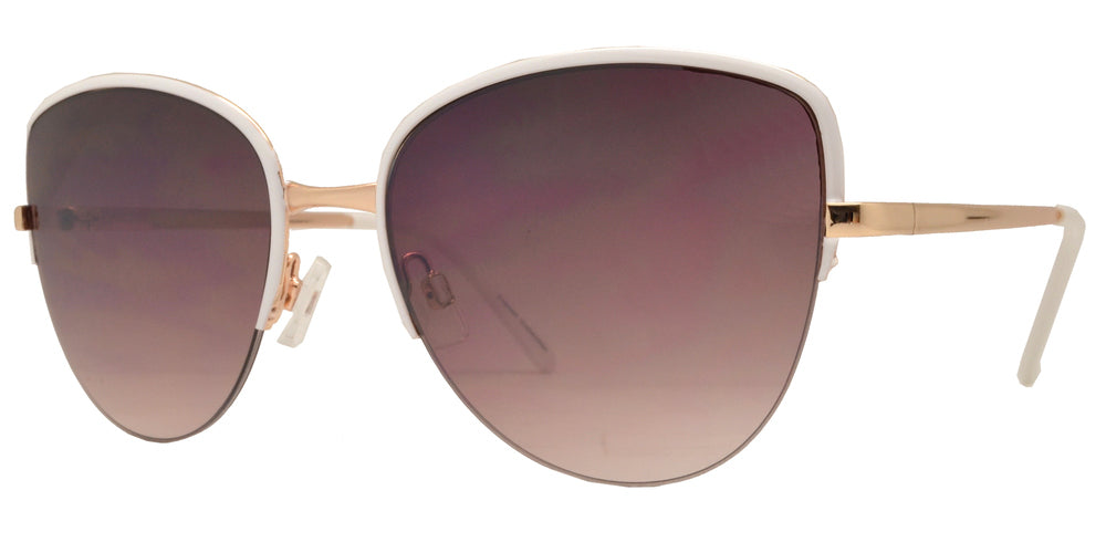 Wholesale - FC 6382 - Half Rimmed Cat Eye Women Metal Sunglasses - Dynasol Eyewear