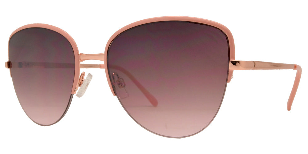 Wholesale - FC 6382 - Half Rimmed Cat Eye Women Metal Sunglasses - Dynasol Eyewear