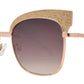 Wholesale - FC 6408 - Women's Slim Square with Glitter Accent Sunglasses - Dynasol Eyewear
