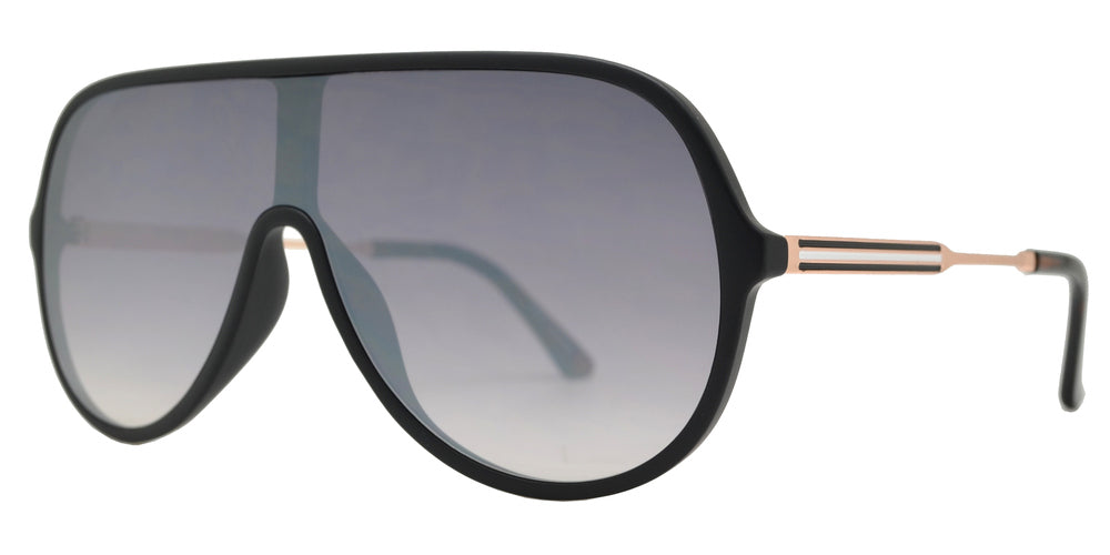 Lot of 12 - One Piece Shield Flat Lens Flat Top Plastic Sunglasses - FC 6411 - Dynasol Eyewear