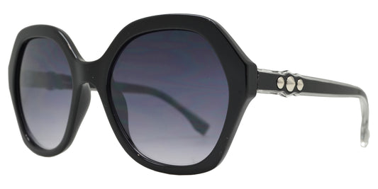 Wholesale - FC 6436 - Women's Plastic Hexagon Sunglasses with Metal Studs - Dynasol Eyewear