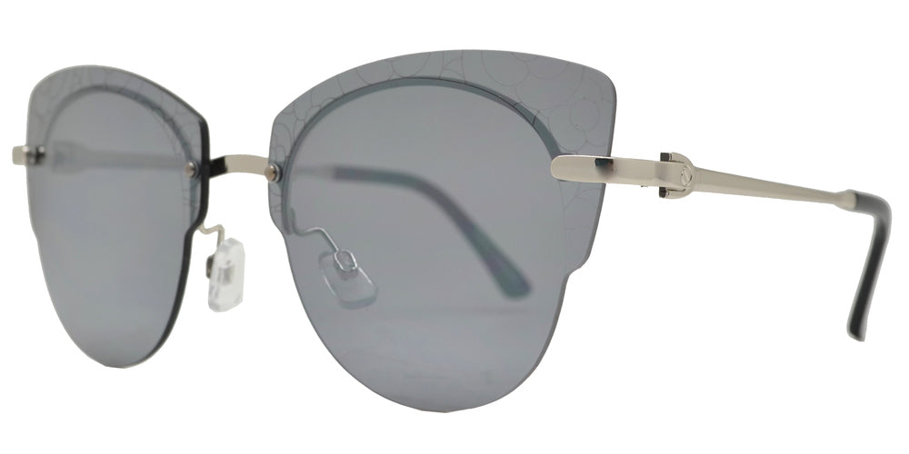 Wholesale - FC 6447 - Rimless Flower Detail Cat Eye Metal Sunglasses - Dynasol Eyewear