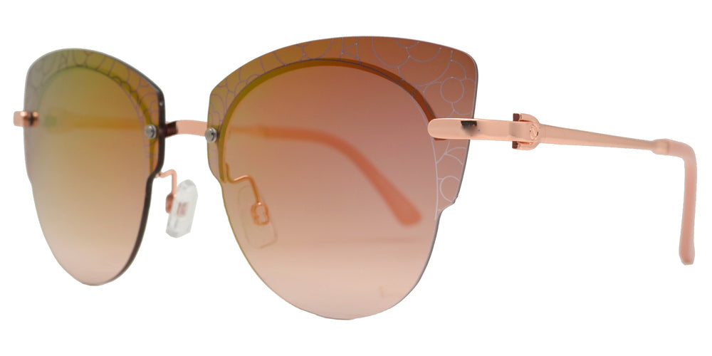 Wholesale - FC 6447 - Rimless Flower Detail Cat Eye Metal Sunglasses - Dynasol Eyewear