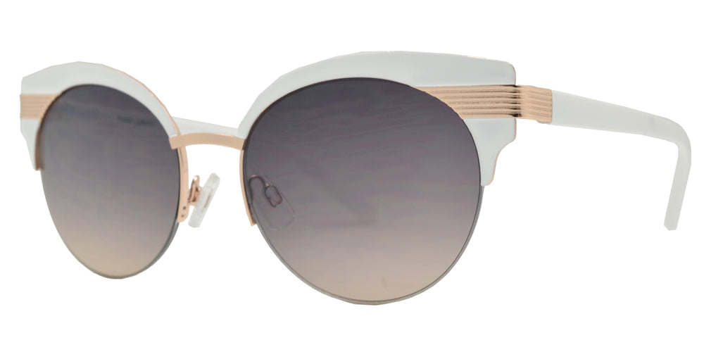 Wholesale - FC 6458 - Semi Rimless Round Lens Metal Cat Eye Sunglasses - Dynasol Eyewear