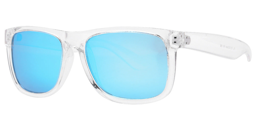Wholesale - PL 7619 Clear RVC - Classic Sports Plastic Polarized Sunglasses with Color Mirror Lens - Dynasol Eyewear