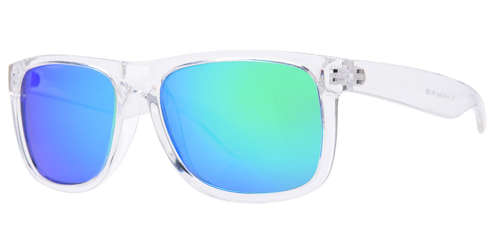 Wholesale - 7619 Clear RVC - Classic Transparent Sports Sunglasses with Color Mirror Lens - Dynasol Eyewear