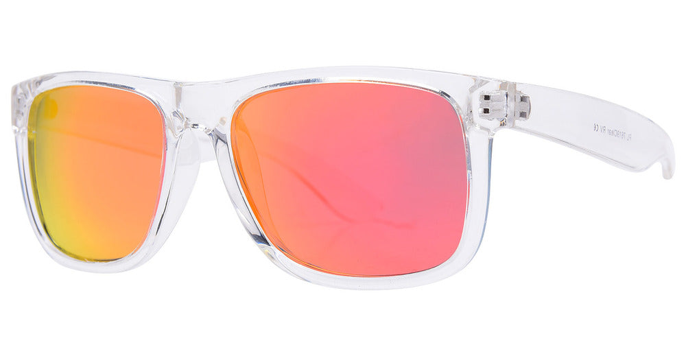 Wholesale - PL 7619 Clear RVC - Classic Sports Plastic Polarized Sunglasses with Color Mirror Lens - Dynasol Eyewear