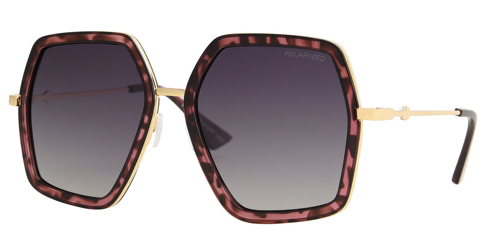 Wholesale - PL 8784 - Oversize Hexagon Polarized Sunglasses - Dynasol Eyewear
