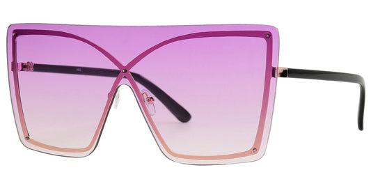 Wholesale - 8802 - Women's One Piece Rimless Flat Top Sunglasses - Dynasol Eyewear