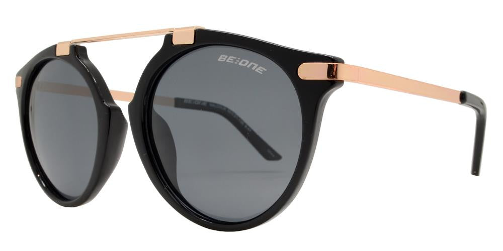 Wholesale - PL Malcolm - Polarized Round Horn Rimmed with Brow Bar Plastic Sunglasses - Dynasol Eyewear