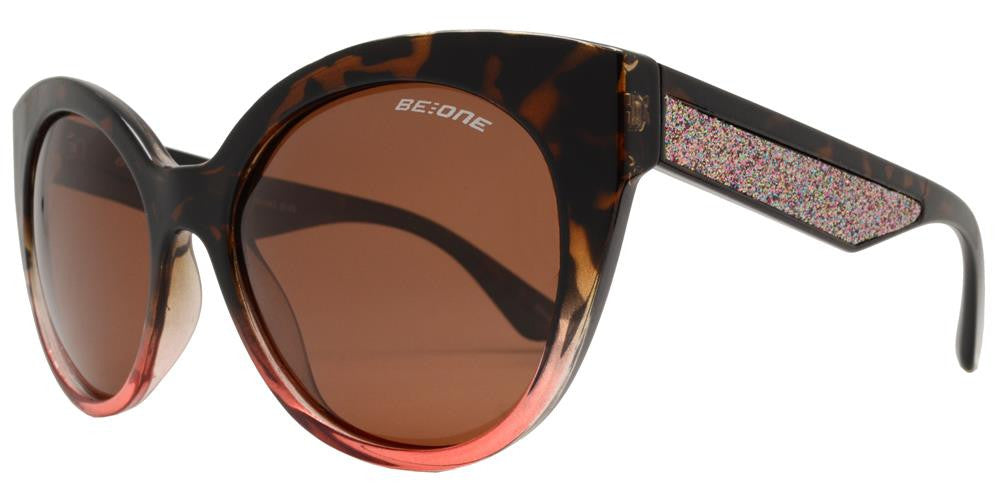 Wholesale - PL Melrose - Polarized Women Horn Rimmed Cat Eye with Glitter Plastic Sunglasses - Dynasol Eyewear
