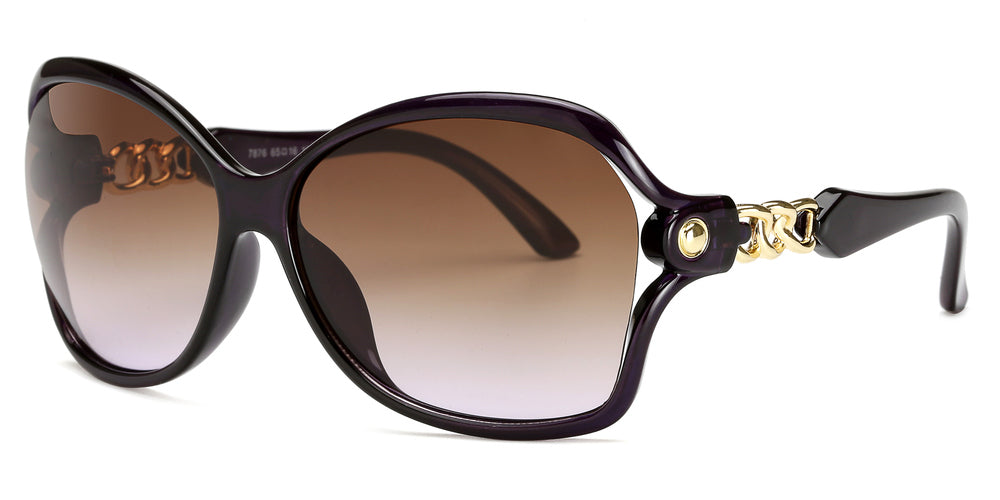 Wholesale - 7876 - Women's Butterfly Sunglasses with Chain Detail Temple - Dynasol Eyewear