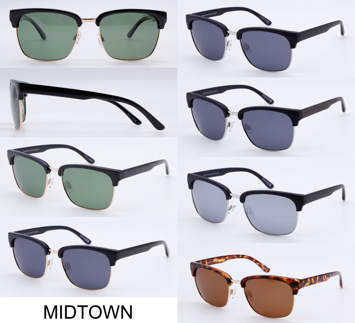 PL Midtown - Polarized Half Rimmed Retro Square Plastic Sunglasses