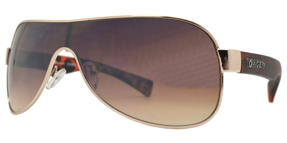 Wholesale - OX 2663 - Rectangular One Piece Shield Plastic Temple Metal Sunglasses - Dynasol Eyewear