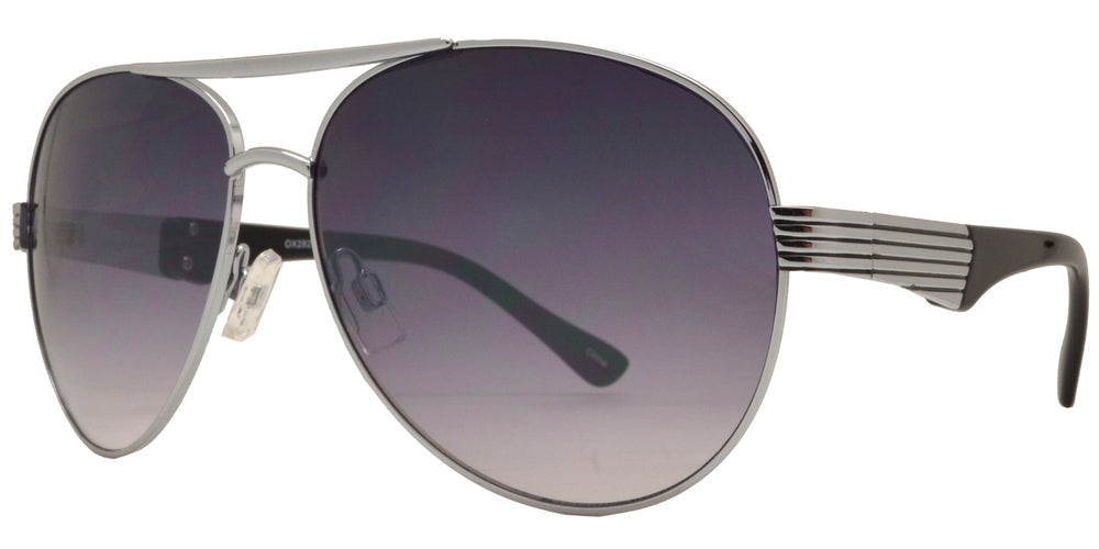 Wholesale - OX 2827 - Classic Metal Oval Shaped with Detailed Temple Sunglasses - Dynasol Eyewear