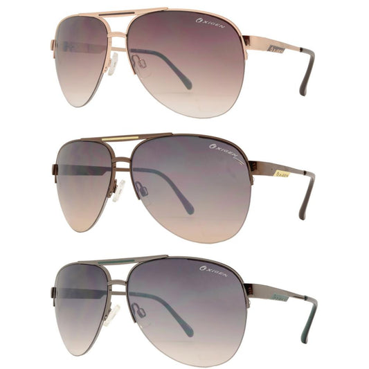 Wholesale - OX 2844 - Oval Shaped Half Rimmed Metal Sunglasses - Dynasol Eyewear