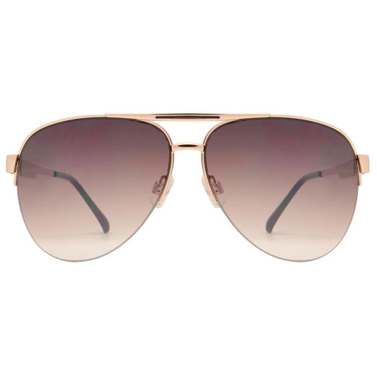 Wholesale - OX 2844 - Oval Shaped Half Rimmed Metal Sunglasses - Dynasol Eyewear