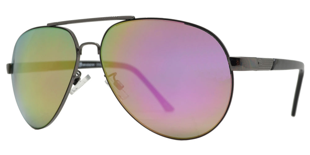 Wholesale - OX 2863 RVC - Classic Oval Shaped Metal Sunglasses with Color Mirror Lens - Dynasol Eyewear