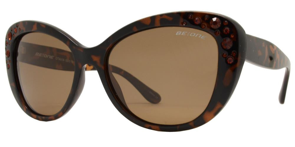 Wholesale - PL Otavia - Polarized Women Cat Eye with Rhinestone Plastic Sunglasses - Dynasol Eyewear