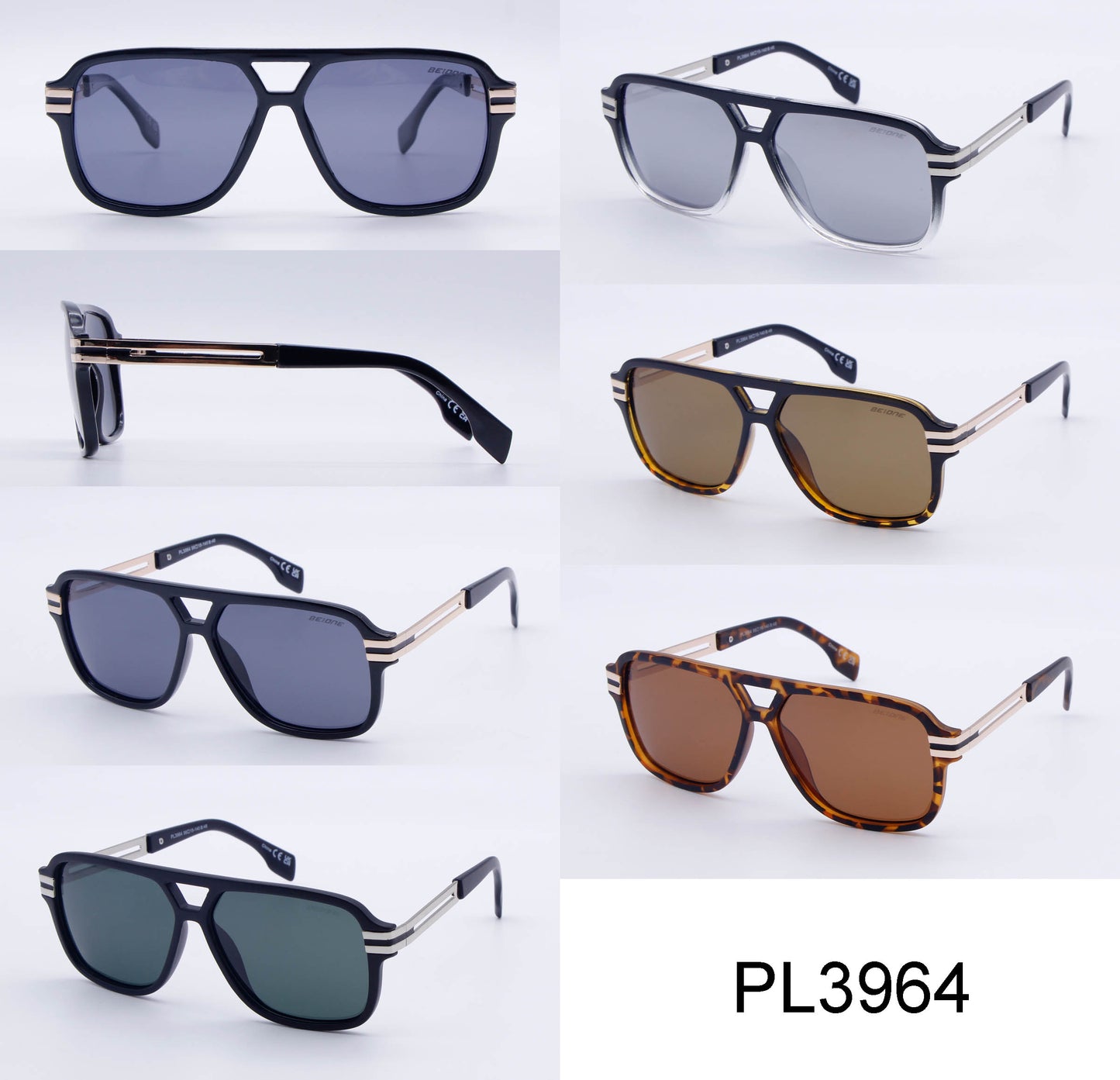 PL 3964 - Polarized Plastic Rectangular Sunglasses