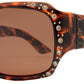 PL 7404 BX - Square Frame with Pattern Temple and Rhinestone Plastic Polarized Sunglasses