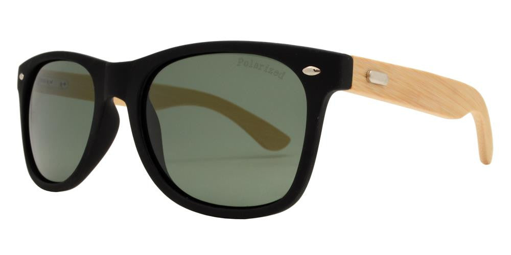 Wholesale - PL 7840 - Classic Horn Rimmed Bamboo Polarized Sunglasses with Metal Studs - Dynasol Eyewear