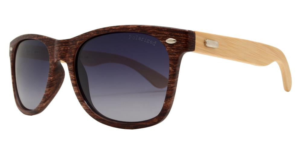 Wholesale - PL 7840 - Classic Horn Rimmed Bamboo Polarized Sunglasses with Metal Studs - Dynasol Eyewear