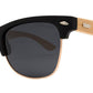 Wholesale - PL 7842 - Classic Half Frame Horn Rimmed Bamboo Polarized Sunglasses - Dynasol Eyewear