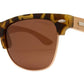 Wholesale - PL 7842 - Classic Half Frame Horn Rimmed Bamboo Polarized Sunglasses - Dynasol Eyewear