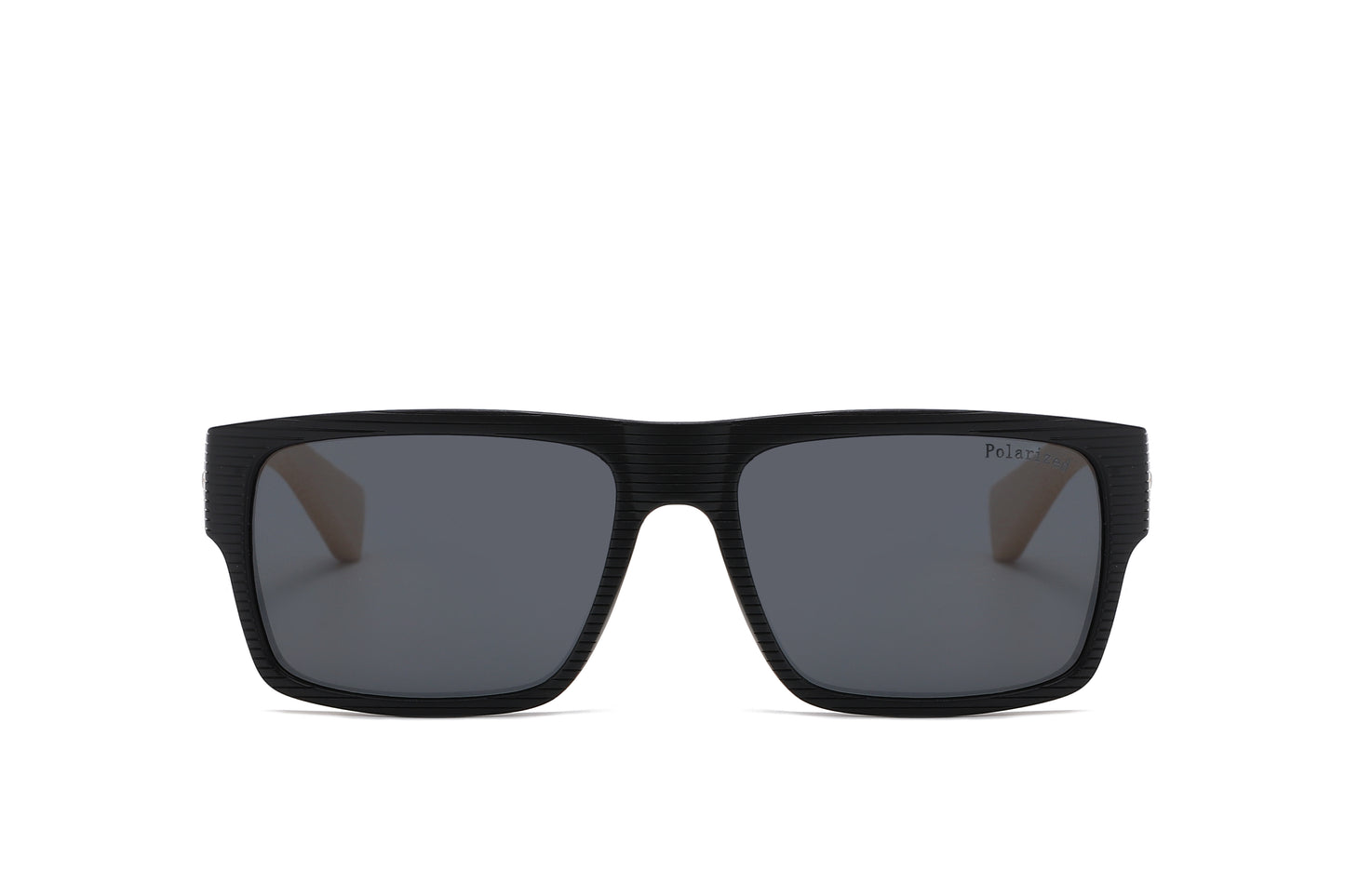 PL 7875 - Rectangular Rigid Frame Flat Top Bamboo Polarized Sunglasses
