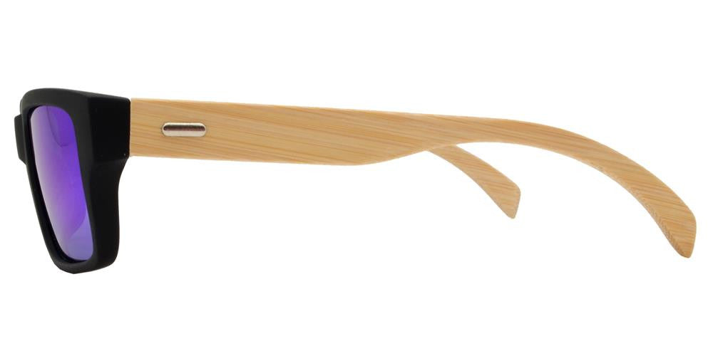 Wholesale - PL 2013 RVC - Polarized Bamboo Sport Rectangular with Color Mirror Lens Sunglasses - Dynasol Eyewear
