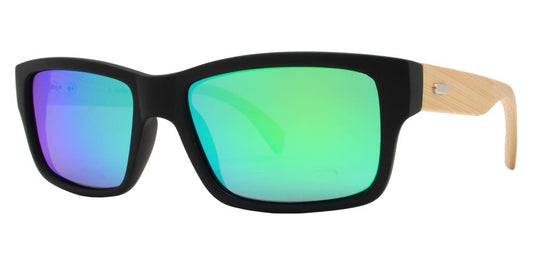 Wholesale - PL 2013 RVC - Polarized Bamboo Sport Rectangular with Color Mirror Lens Sunglasses - Dynasol Eyewear