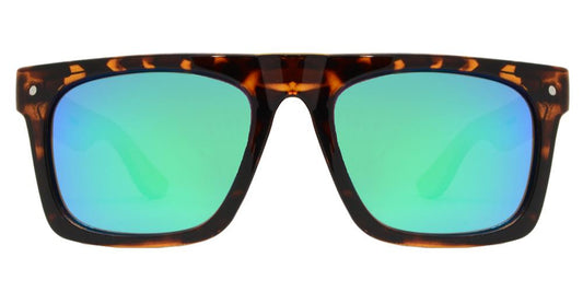 Wholesale - PL 2014 RVC - Polarized Bamboo Rectangular Flat Top with Color Mirror Lens Sunglasses - Dynasol Eyewear
