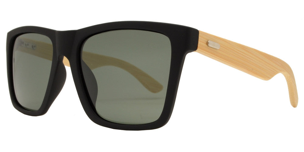 Wholesale - PL 2016 - Polarized Bamboo Square Horn Rimmed Sunglasses - Dynasol Eyewear