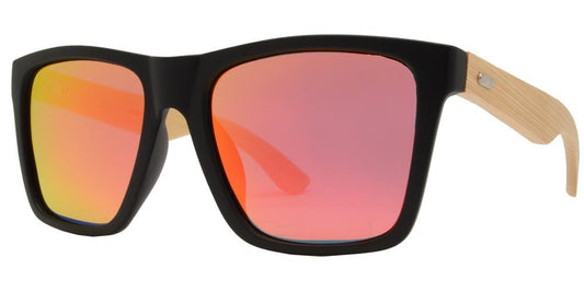 Wholesale - PL 2016 RVC - Polarized Bamboo Square Horn Rimmed with Color Mirror Lens Sunglasses - Dynasol Eyewear