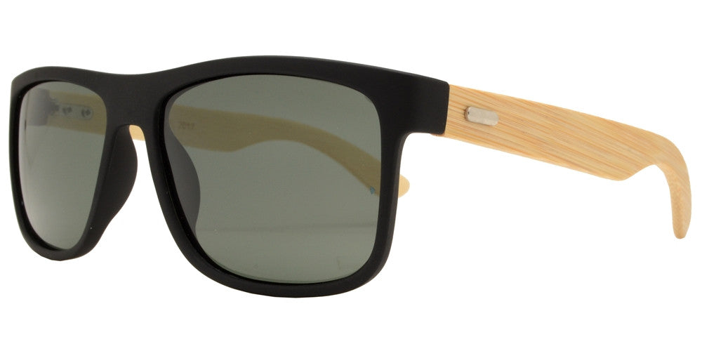 Wholesale - PL 2017 - Polarized Bamboo Horn Rimmed Classic Square Sunglasses - Dynasol Eyewear