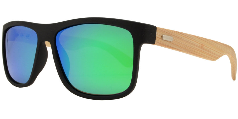 Wholesale - PL 2017 - Polarized Bamboo Horn Rimmed Classic Square Sunglasses - Dynasol Eyewear