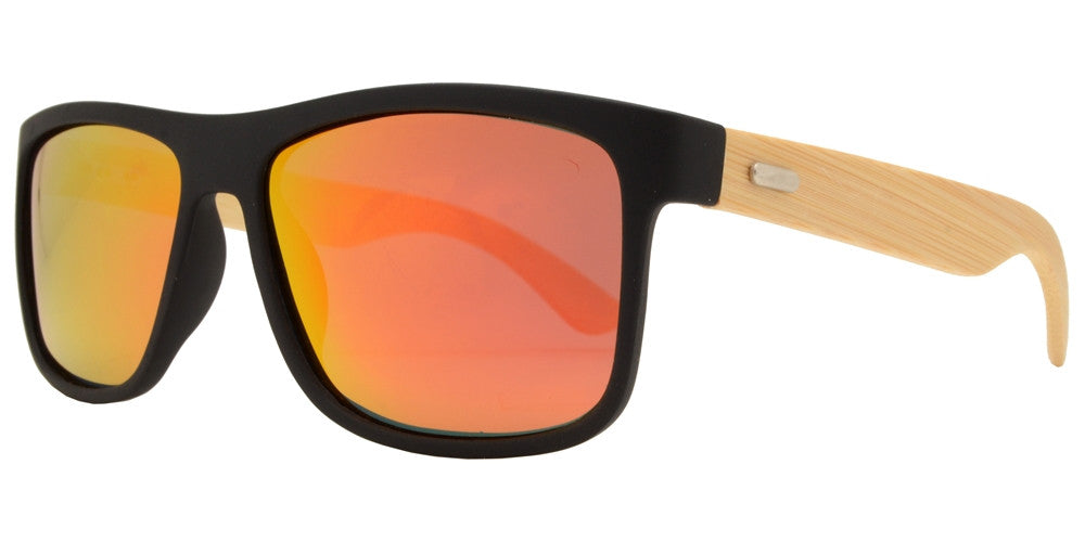 Wholesale - PL 2017 - Polarized Bamboo Horn Rimmed Classic Square Sunglasses - Dynasol Eyewear