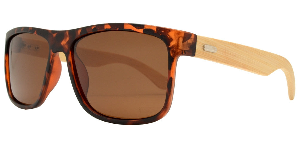 Wholesale - PL 2017 - Polarized Bamboo Horn Rimmed Classic Square Sunglasses - Dynasol Eyewear