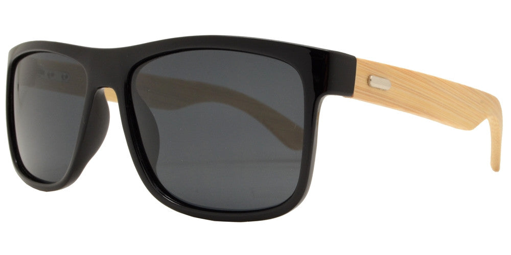 Wholesale - PL 2017 - Polarized Bamboo Horn Rimmed Classic Square Sunglasses - Dynasol Eyewear